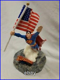 Ron Lee Superman Proudly We Wave Statue Superman Carrying US Flag Rare 1993