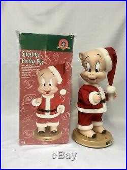 Singing Porky Pig Blue Christmas Animated Looney Tunes Rare Gemmy 2002