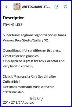 Super Rare. Foghorn Leghorn Looney Tunes Warner Bros Studio/Gallery 92
