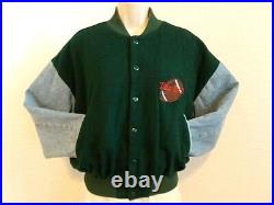 Taz Ball Warner Bros Studio Vintage Green Wool Denim XS Varsity Jacket EUC Rare