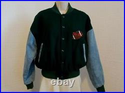 Taz Ball Warner Bros Studio Vintage Green Wool Denim XS Varsity Jacket EUC Rare