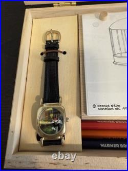 Tweety & Sylvester 1997 WB Animator Watch Set Leather Rare New Collectible