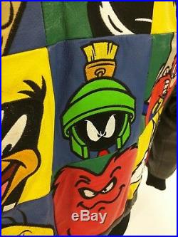 VERY RARE 1998 Looney Tunes Full Leather Embroidered Jacket WARNER BROS Small