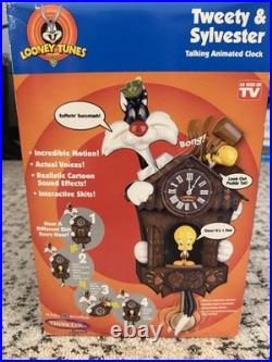 VERY RARE NEW Looney TuneS Tweety & Sylvester Talking Animated Wall Clock Batt