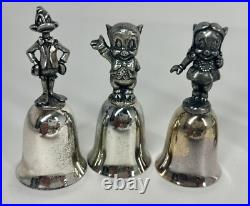 VTG 1987 Looney Tunes Warner Bros Pewter Silver Plated Bells Lot of 24 Rare HTF