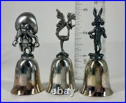 VTG 1987 Looney Tunes Warner Bros Pewter Silver Plated Bells Lot of 24 Rare HTF