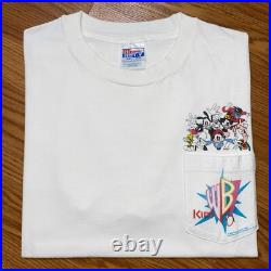 VTG 1995 Warner Bros Kids Cartoon Pocket Tee Large White RARE Animation Fox Kids