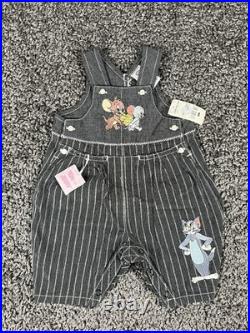 VTG 90's NWT Warner Bros Tom & Jerry Striped Denim Overall One-Piece 3M RARE