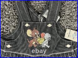 VTG 90's NWT Warner Bros Tom & Jerry Striped Denim Overall One-Piece 3M RARE