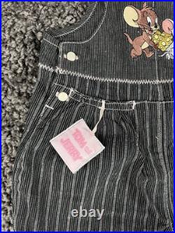 VTG 90's NWT Warner Bros Tom & Jerry Striped Denim Overall One-Piece 3M RARE