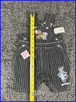 VTG 90's NWT Warner Bros Tom & Jerry Striped Denim Overall One-Piece 3M RARE