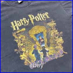 VTG RARE 2000 Harry Potter Sorcerers Stone Book Promo Warner Bros T-Shirt L USA