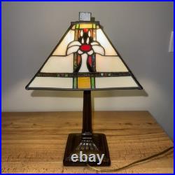 VTG Warner Bros Sylvester & Tweety Bird Looney Tunes Stained Glass Lamp Rare