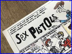 Very Rare 1977 Sex Pistols Poster Cartoon NMTB Warner Brother Promo JAMIE REID