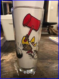 Very Rare Looney Tunes 1976 Pepsi Glass 6 Tall Sylvester, Slow Poke Rodriguez