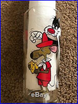 Very Rare Looney Tunes 1976 Pepsi Glass 6 Tall Sylvester, Slow Poke Rodriguez