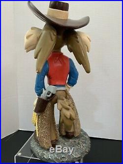 Very Rare Looney Tunes Wile E. Coyote Cowboy Large Polyresin Statue 15+ Tall