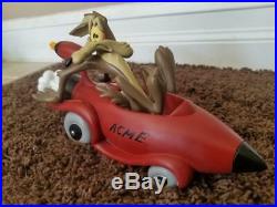 Very Rare Warner Bros. Wile E. Coyote in ACME Rocket Car Resin Statue