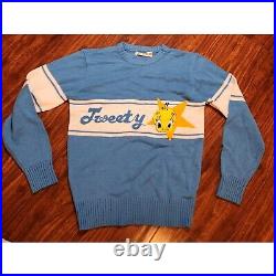 Vintage 1970s Warner Bros Tweety Bird Looney Tunes knit blue sweater star RARE