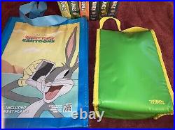 Vintage 1973 Warner Bros Looney Tunes Pepsi Glass Lot + VHS, Lunch Bag, Rare Pepe
