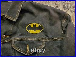 Vintage 1989 Batman Robin Black Denim DC Warner Bros Embroidered Jacket Lge RARE