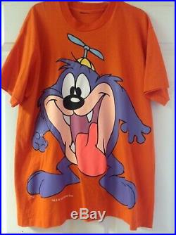 Vintage 1993 Tiny Toons Dizzy Devil Front Back All Over Print T Shirt RARE