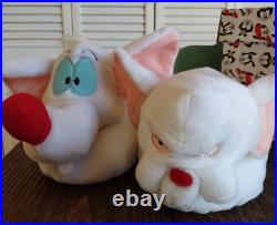 Vintage 1995 Pinky and The Brain Plush Slippers Medium withBox RARE Animaniacs 90s
