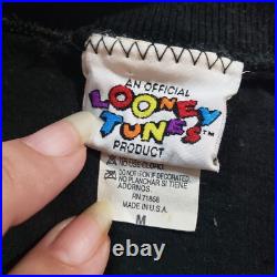 Vintage 1995 Taz Looney Tunes Warner Bros Neon Sign AOP Rare Freeze Shirt Mens M