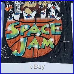 Vintage 1996 OFFICIAL WARNER BROS SPACE JAM ALL OVER T Shirt Looney Jordan Rare