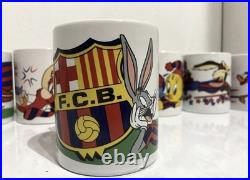 Vintage 1997 Looney Tunes x Barcelona FC Warner Bros Mugs x 9 RARE Taz Bugs