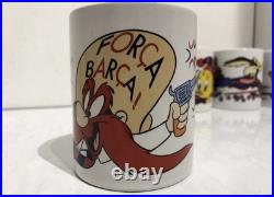 Vintage 1997 Looney Tunes x Barcelona FC Warner Bros Mugs x 9 RARE Taz Bugs