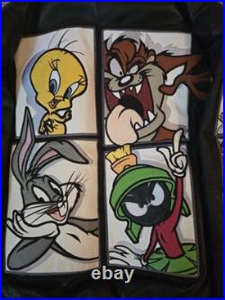 Vintage 1998 Warner Bros Leather Bomber Jacket Looney Tunes Size Med Rare