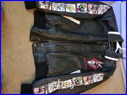 Vintage 1998 Warner Bros Leather Bomber Jacket Looney Tunes Size Med Rare