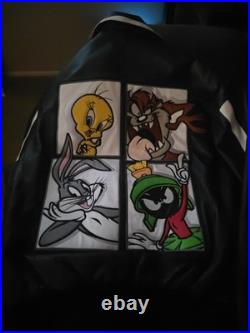 Vintage 1998 Warner Bros Leather Bomber Jacket Looney Tunes Size Med Rare