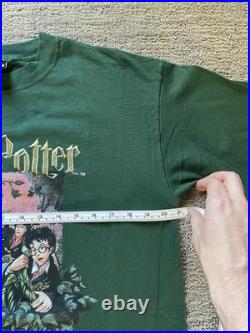 Vintage 2001 Harry Potter Book Art Warner Bros Dark Green Rare European T-shirt
