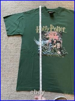 Vintage 2001 Harry Potter Book Art Warner Bros Dark Green Rare European T-shirt