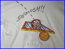 Vintage 90s 1993 Daffy Duck Swoosh T-shirt Tee Warner Bros Looney Tunes Rare AOP