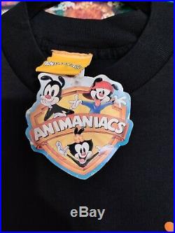 Vintage 90s Animaniacs Mega Print Pinky & The Brain Rare Men Shirt Large NWT