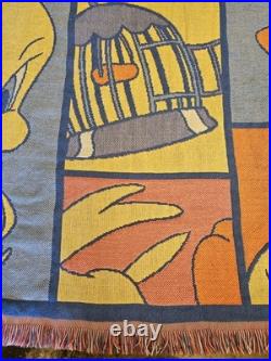 Vintage 90s Looney Tunes Warner Bros Tweety Bird Tapestry Blanket Rare