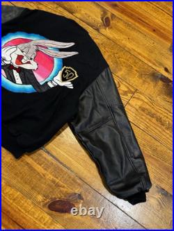 Vintage 90s Warner Bros 50th Tony Guetta Bugs Bunny Varsity Leather Jacket Rare Vintage 90s Warner Bros 50th Tony Guetta Bugs Bunny Varsity Leather Jacket Rare