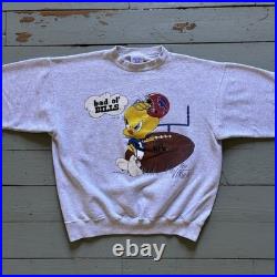 Vintage Buffalo Bills Sweatshirt Looney Tunes Warner Bros 1993 Mens Size L Rare