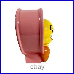 Vintage Looney Tunes Tweety Bird Warner Brothers Pink Heart Vase Planter RARE Vintage Looney Tunes Tweety Bird Warner Brothers Pink Heart Vase Planter RARE