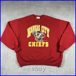 Vintage NFL Kansas City Chiefs Taz Sweatshirt Mens XL Red 1994 Warner Bros Rare