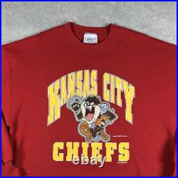 Vintage NFL Kansas City Chiefs Taz Sweatshirt Mens XL Red 1994 Warner Bros Rare