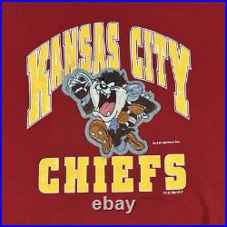 Vintage NFL Kansas City Chiefs Taz Sweatshirt Mens XL Red 1994 Warner Bros Rare