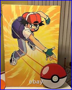 Vintage Pokemon Ash 2-D store Window display Warner Bros Store 1999 Rare 36x28