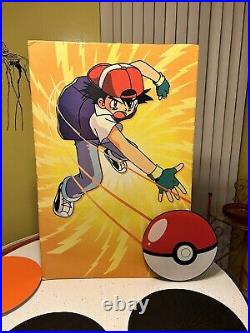 Vintage Pokemon Ash 2-D store Window display Warner Bros Store 1999 Rare 36x28