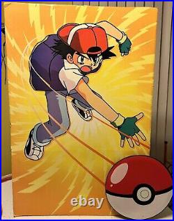 Vintage Pokemon Ash 2-D store Window display Warner Bros Store 1999 Rare 36x28