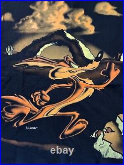 Vintage RARE NWT Wile E Coyote & Road Runner 1995 Warner Bros AOP Shadow Shirt L