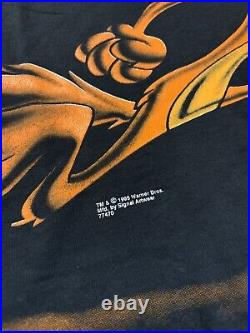 Vintage RARE NWT Wile E Coyote & Road Runner 1995 Warner Bros AOP Shadow Shirt L